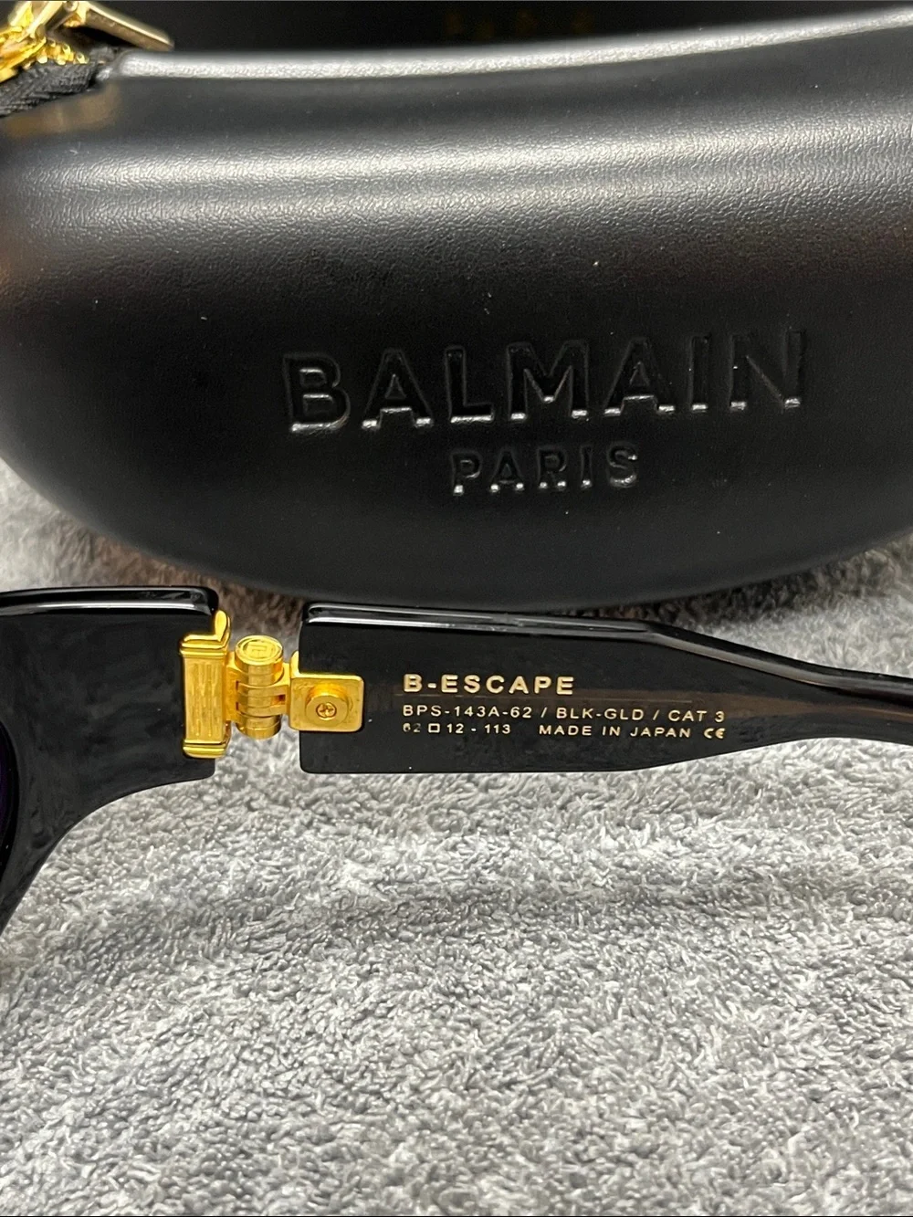 Balmain Paris B-Escape Black Shield Sunglasses with Gold Accents